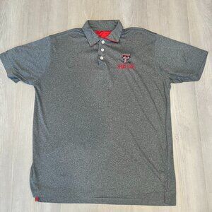 Texas Tech Red Raiders Polo Shirt Medium Gray Red Short Sleeve Performance Mens